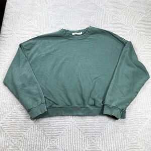 Mnml Sweatshirt Men L Green Fleece Crewneck Pullover Faded Boxy Streetwear Urban
